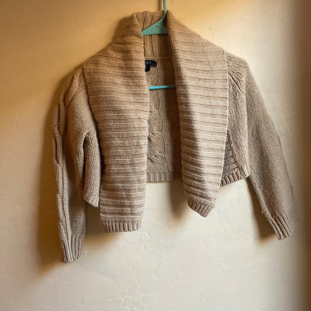 Express medium woman’s tan tiny half sweater